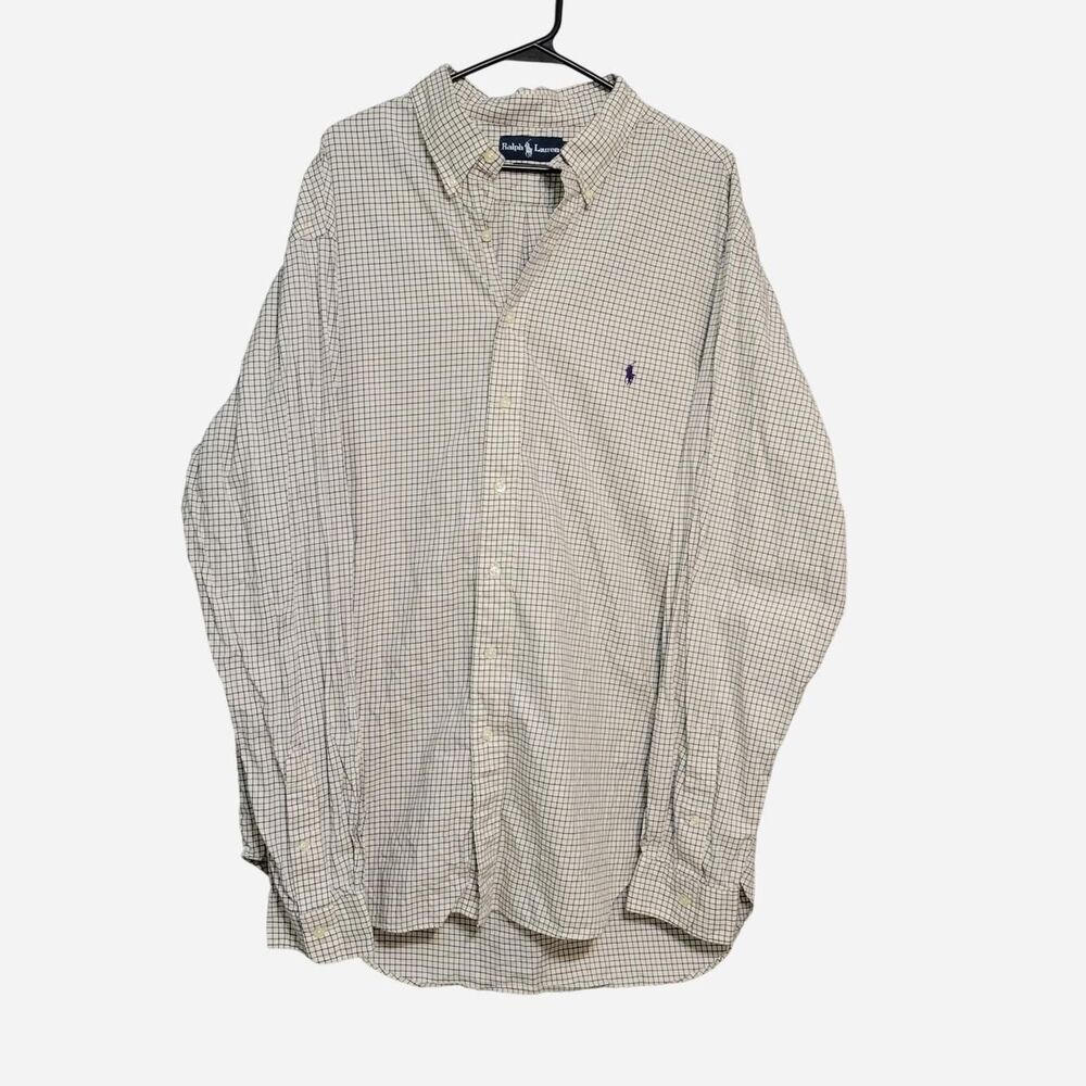 Ralph Lauren Men's 2XL Tall Purple & Green Plaid Check Button Down Shirt Preppy